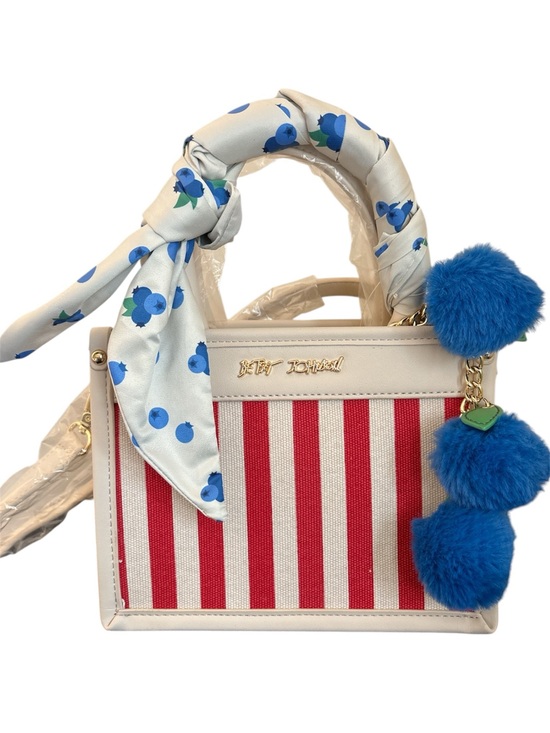 Betsey Johnson Handbags - Betsey Johnson Blueberry Satchel Crossbody Bag NWT with Red Stripes & Bag Scarf